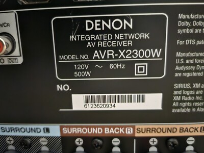 Denon 4K AVR-X2300W Integrated Network AV Receiver For Parts Or