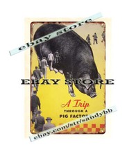 1950 checkerboard livestock feed HOG CHOW farm ranch barn tin sign dairy cattle