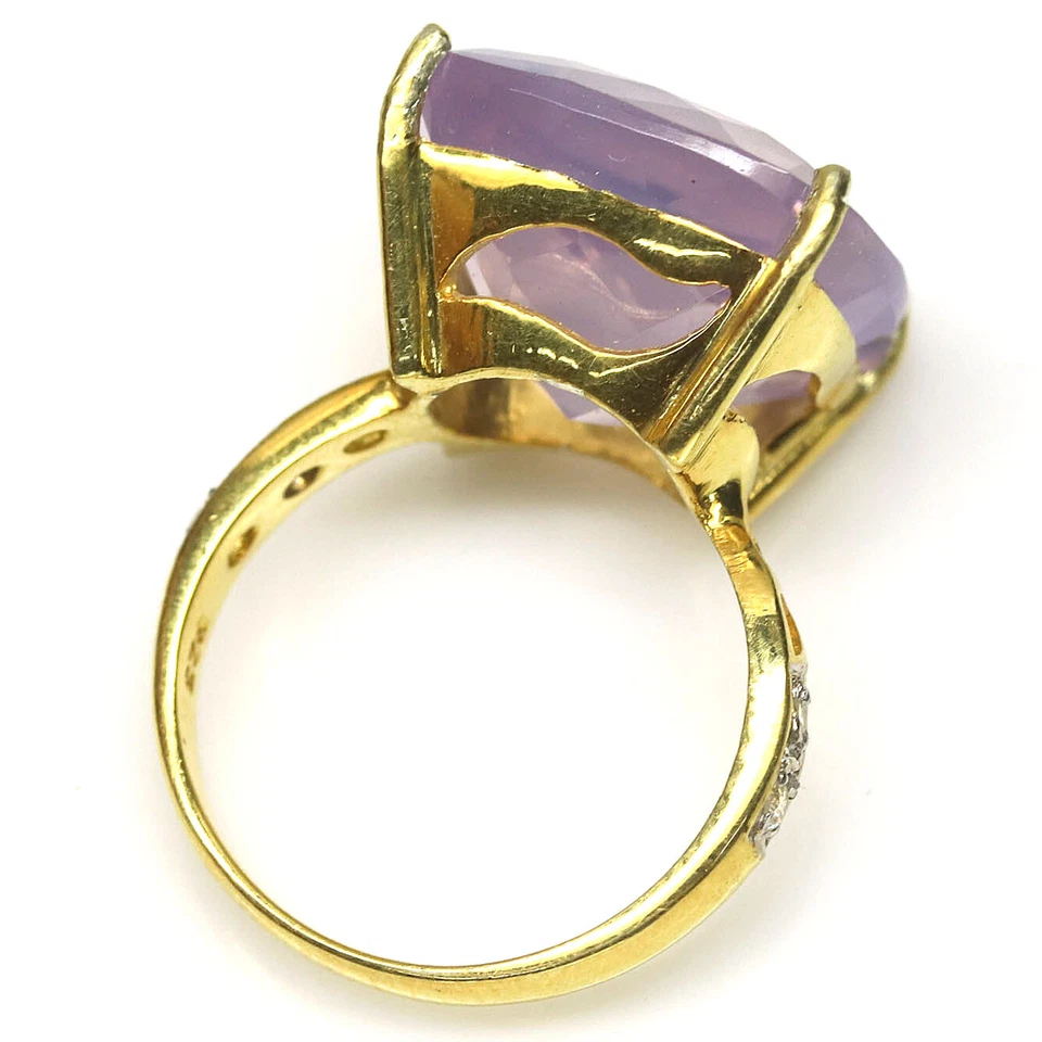 Anel de joias de pedra preciosa lavanda quartzo e zircão branco prata 925 tamanho 6,5 - Imagem 3 de 4