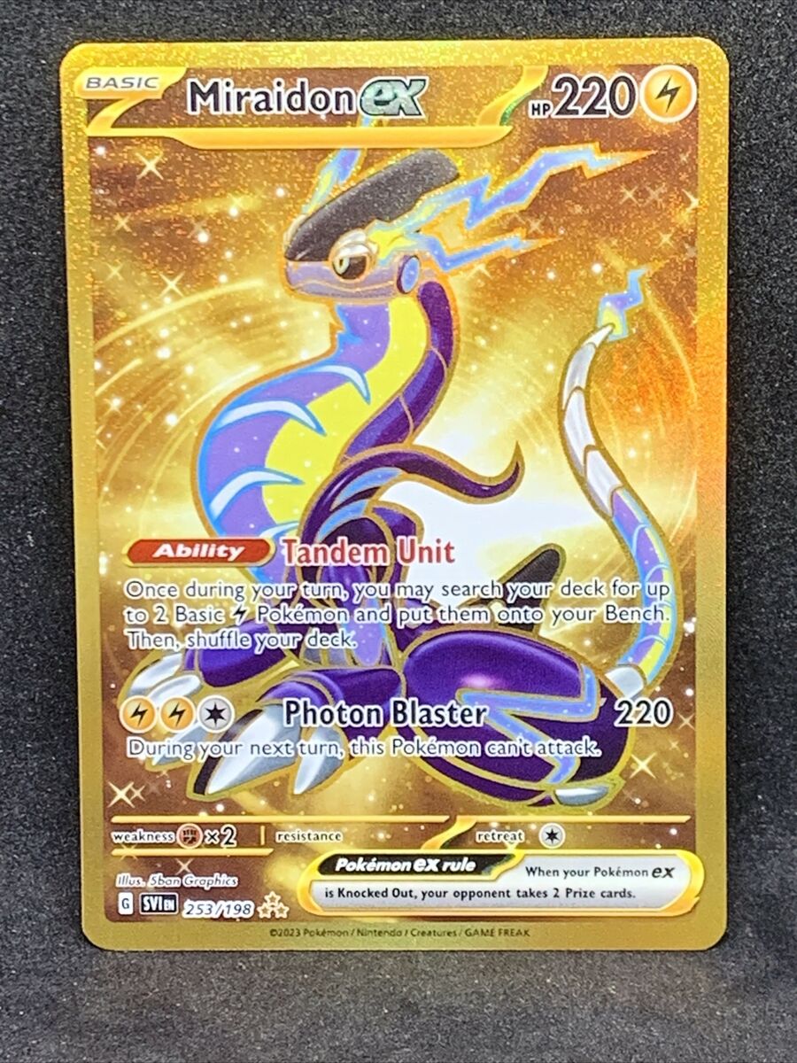 Pokemon Scarlet & Violet GOLD SECRET RARE Miraidon EX 253/198