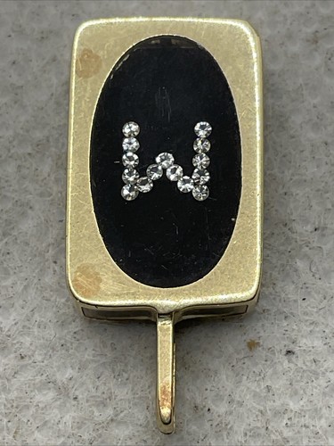 ELEGANT 14K Yellow Gold T/Tone Enamel White CZ INITIAL LETTER “M” Charm Pendant - Picture 6 of 22