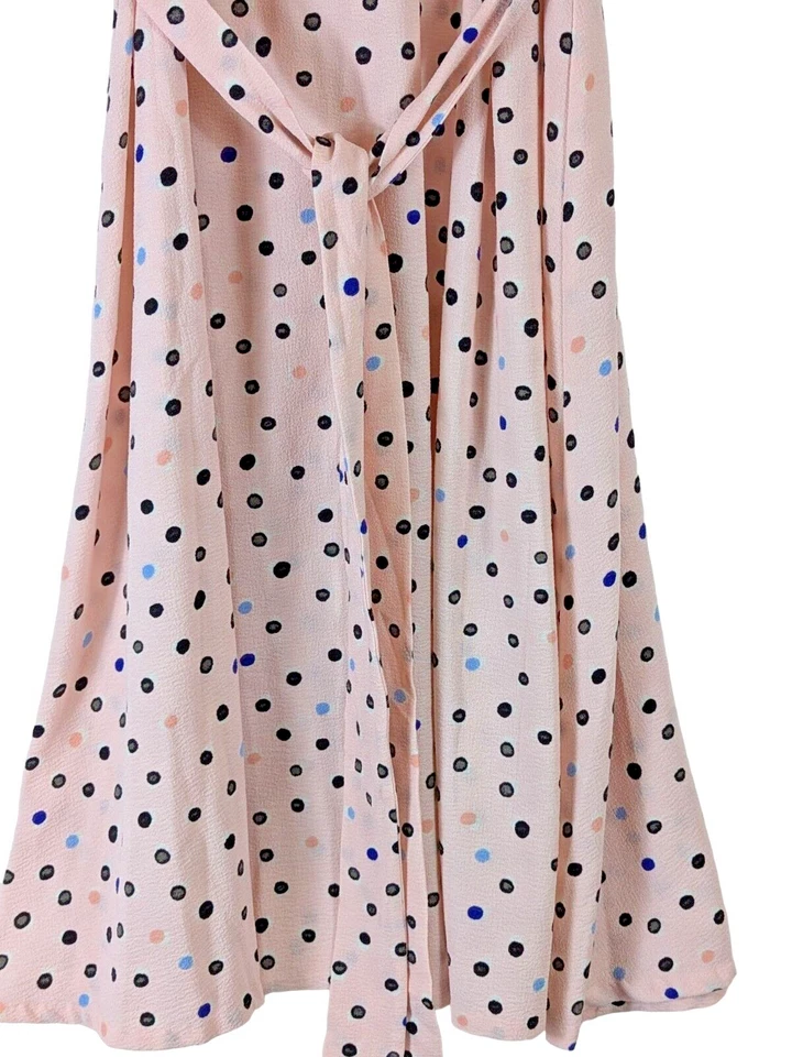 Elle Woman size 16  Pink Polka Dot Belted Tank Dress Flowy Professional Classic - Image 3 of 4