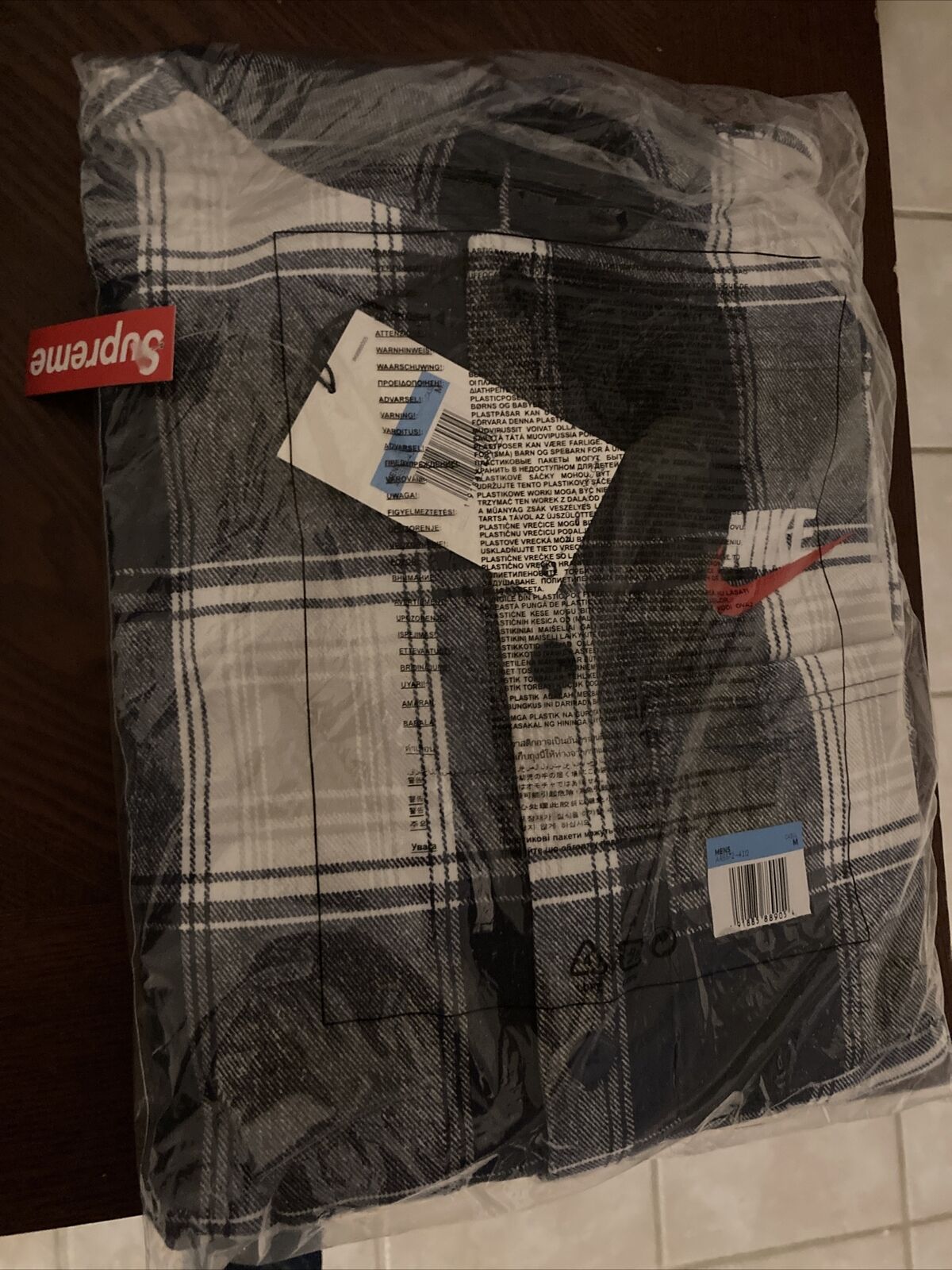 Supreme Nike Plaid Hooded Sweatshirt Navy Blue Size Medium *RARE