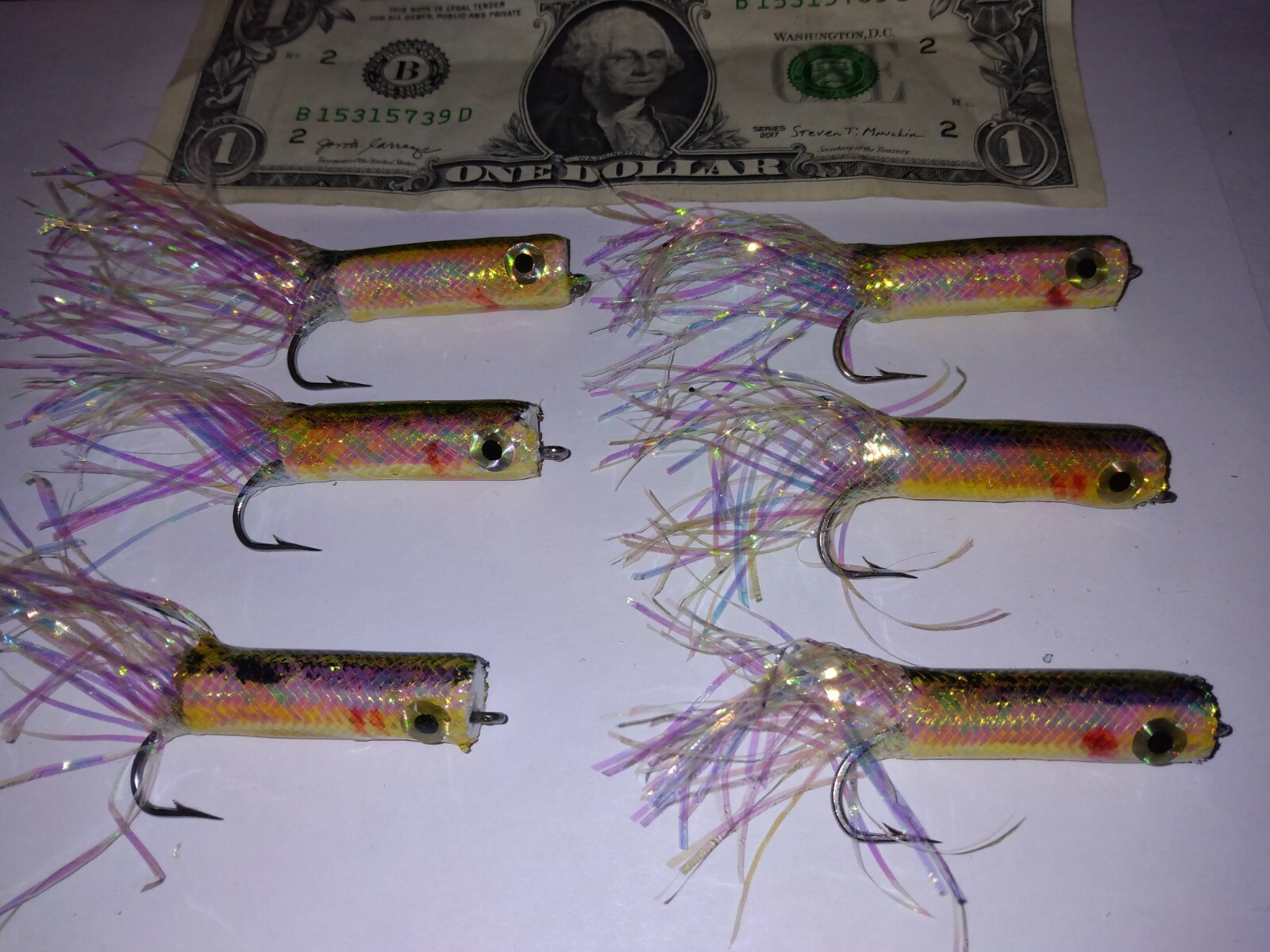 6 ea blue crystal pencil poppers , hard foam epoxied body popper.  - Image 2