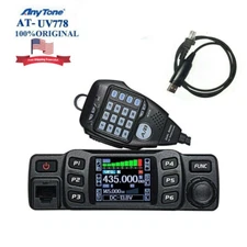 AnyTone AT-778UV Dual Band Mobile Radio VHF/UHF 25W 2 Way Radio with USB Cable