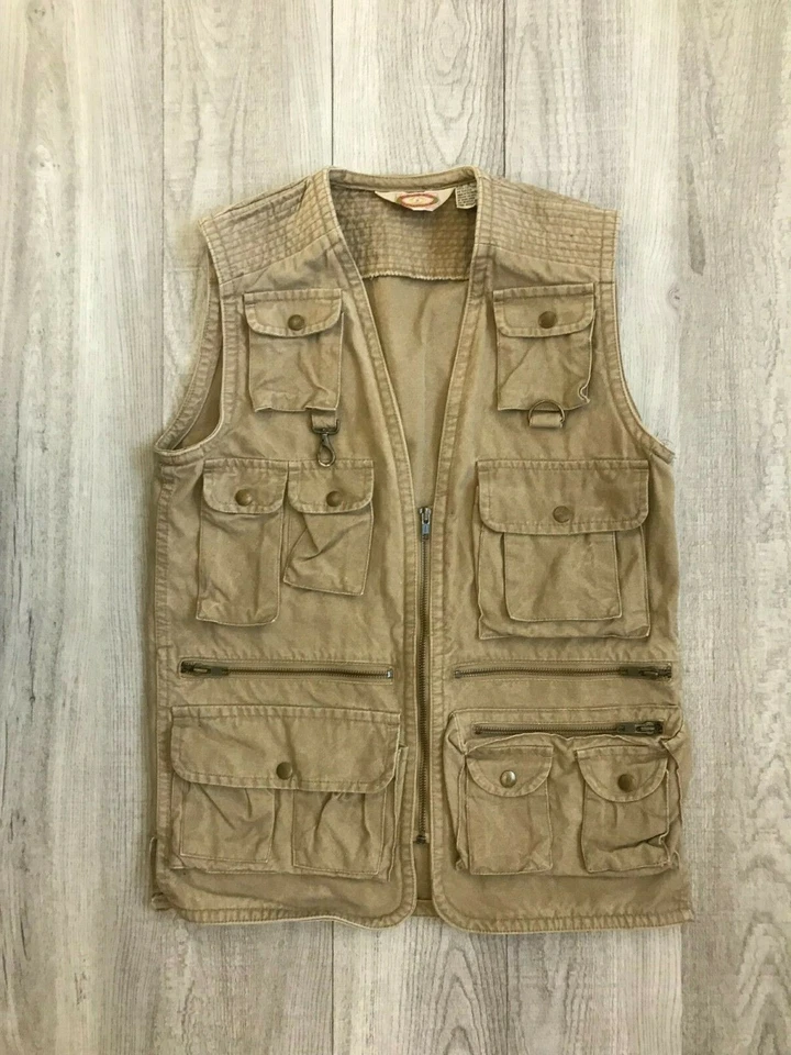 Banana Republic Angeljacke Herren S viele Taschen Reißverschluss Khaki