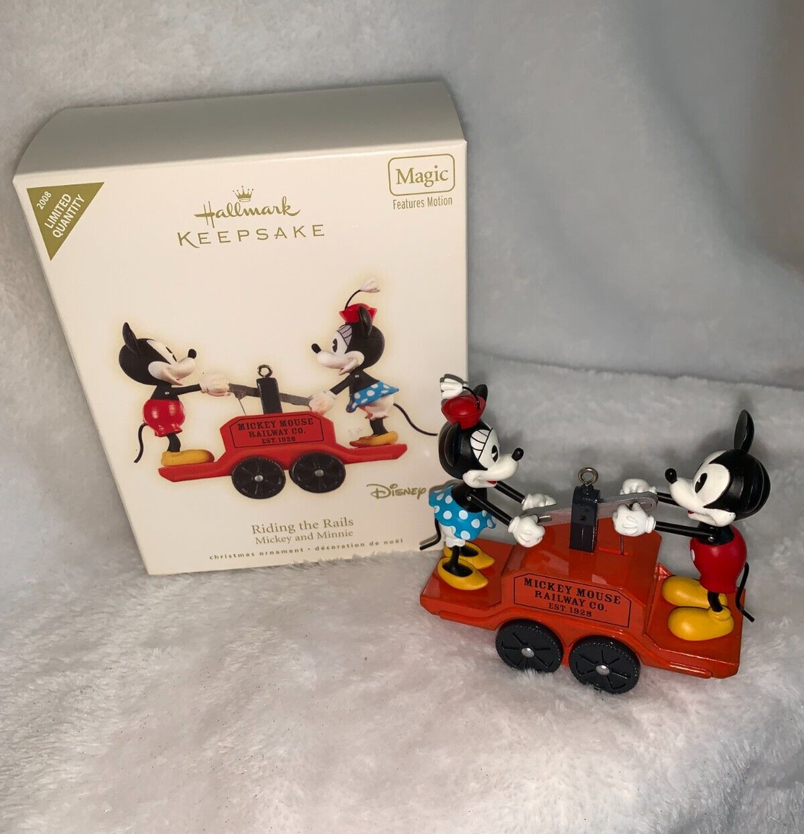 ミッキー＆ミニー＆汽車 ガラスのオーナメント ミッキー＆ミニー＆汽車