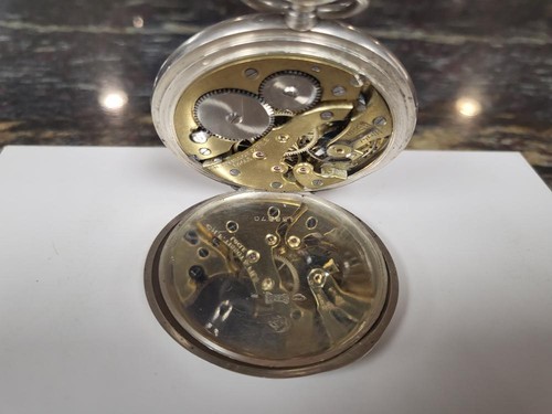 VINTAGE SILVER POCKET WATCH, CH. F. TISSOT & FILS LOCLE SWITZERLAND 1929 WORKS - Picture 6 of 12