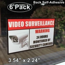 6 Home Security Video Surveillance Window Door Warning Vinyl Sticker Decal Sign