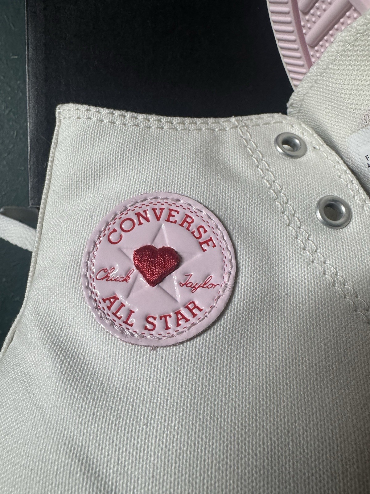 Converse Chuck Taylor Red White Pink Hearts High Top Sneakers - Big Kids 6 thumbnail 3