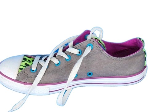 Converse #640544F Junior Gray With Double Tongue Shoes Sz 6 (Measures Like A 9) - Picture 9 of 12