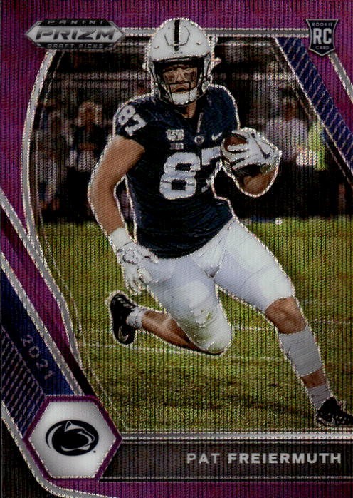 2021 Panini Prizm Draft Picks Collegiate Pat Freiermuth #127 Purple Wave 3W