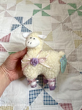 Russ Twinkle Toes Plush Lamb White w/ Purple Ribbon Shoes, MPN 8582 1991