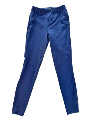 First4 Girl s Full Seat Riding Tights Breeches Size Large Navy Blue Zip Pockets