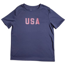 All In Motion Boys Size S USA Blue Stretch Moisture Wicking TShirt FREE S H