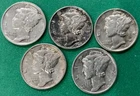 5 US Mercury Dimes