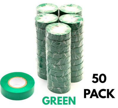 50 x 19 mm x 20 m GRÜN PVC Elektroisolierband schwer entflammbar GROSSHANDEL