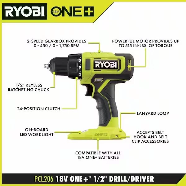 Brand New in Box Ryobi 18V Cordless 2-Tool Combo Kit Drill/Driver, Circular Saw, - Image 2 of 4