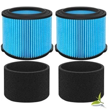 2Pack VF3500 Filter with Foam for Ridgid Shop Vac,3-Layer WetDry Vac 3-4.5 Gal