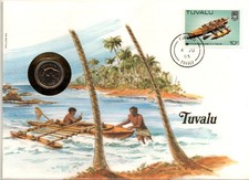 Münzbrief Tuvalu mit Münze 5 Cent 1985, topp Zustand