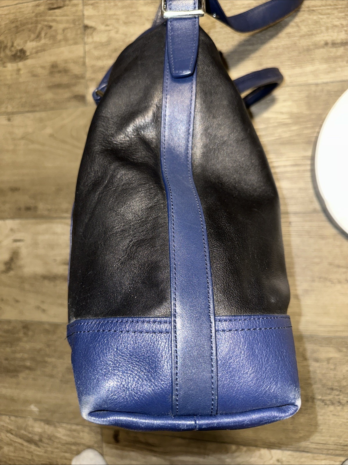 Rare Color Block Coach Legacy Rory Bag Purse Tassel Black And Blue H1220-19902 image 6