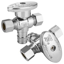 Dual Compression Outlet Angle Stop Valve 1/2 PEX-A x 3/8 OD Comp 2 PCS