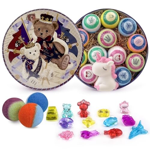 Bath Bombs for Kids, 12Pcs Bath Bombs with Surprise Crystal Toys Inside, 