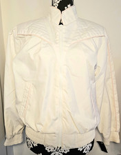 VINTAGE Casual Club Women M Jacket Cream w Pink Piping Windbreaker 80s NWT