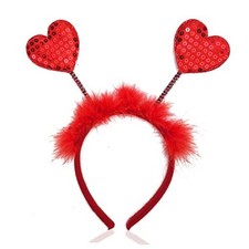 NAOPSY Heart Headband Valentine's Day Festive Headband Red Sequin Love-shaped