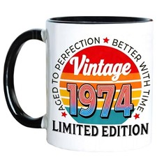 nd Birthday Gifts For Men Women, Vintage 1974 Coffee Mug 11oz, Turning Year 52