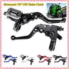 Motorcycle 7/8" CNC Brake Clutch Master Cylinder Levers Hydraulic Reservoir Set