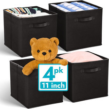 11 Inch Cube Storage Bins 4 Pack  Cube Organizer Bins  11X11 Fabric Storage