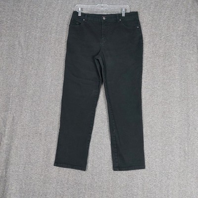 GLORIA VANDERBILT AMANDA JEANS WOMENS BLACK DENIM STRAIGHT LEG PANTS SIZE 12S
