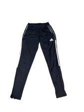 Adidas Track Pants Mens Medium Black Stripes Spell Out Training Athletic Jogger