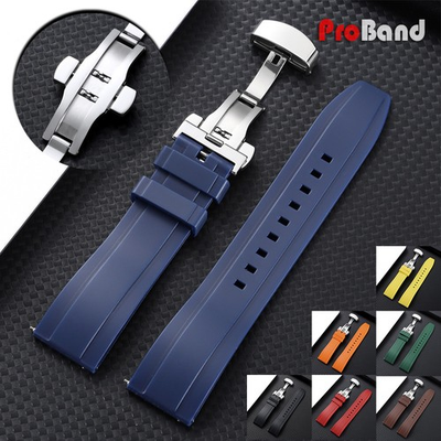 #ad #ad Waterproof Silicone Watch Strap 20mm 22mm 24mm Wrist Band Yellow Rubber Bracelet $17.69