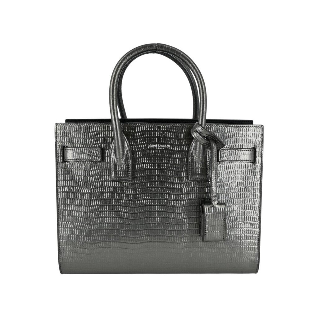 SAINT LAURENT Borsa Sac De Jour in rilievo metallizzato con manico superiore per bambini