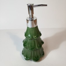 Christmas Tree Soap Lotion Dispenser 7.5" Tall Ceramic-Plastic Pump-Works