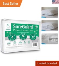 Machine Washable Zippered Pillow Covers - Set of 2 Waterproof Cotton Protectors