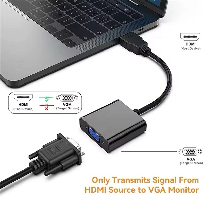 HDMI zu VGA Adapter Full HD 1080p Konverter Stecker für PC Laptop Beamer Monitor - Bild 3 von 4