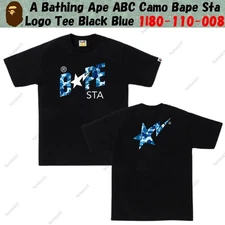 A Bathing Ape ABC Camo Bape Sta Logo Tee Black Blue 1l80-110-008