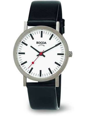 Boccia Titanium 521-03 Herrenuhr Lederarmband schwarz