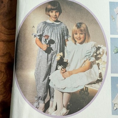 Uncut McCall's 4779 Size 4 Kitty Benton Girls Smocked Dress w/ Blue Transfer Sew
