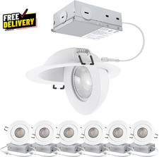 4 Inch Gimbal LED Recessed Light 9W Dimmable Adjustable Canless 6 Pack White
