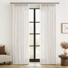 MIULEE Pinch Pleated Thick Linen Curtains 90 Inches Long 2 Panels for Living Roo