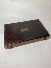 Boîte à compas vintage - Acajou et Laiton - 15,5x10x2,5 cm