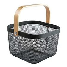 AJIODA Metal Mesh Steel Basket, Storage Organizer Basket Multi-functional Black