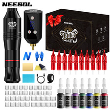 Wireless Tattoo Gun Kit Complete Rotary Pen Machine With Power Supply Ink Needle