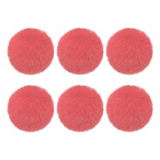 6Pcs Fluffy Soft Faux Fur Pom Poms for Hats with Elastic Loop, Orange Red
