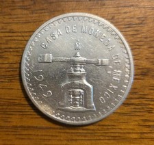 1949 MEXICO SILVER One Ounce 1 Onza AU Circulated Coin
