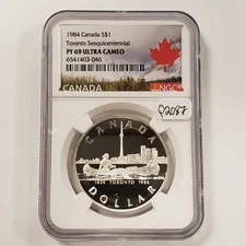 1984 Canada Silver Dollar Toronto Sesquicentennial .375 ASW  NGC PF 69 UC  Q2087